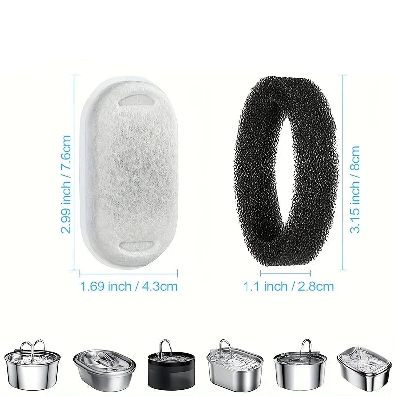 KILUKIN Replacement Filters & Sponges for Pet Water Fountain