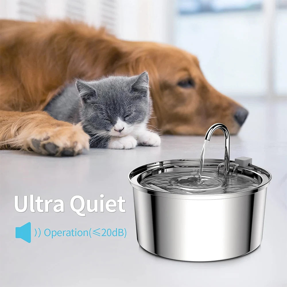 KILUKIN Stainless Steel Pet Water Fountain (3L)