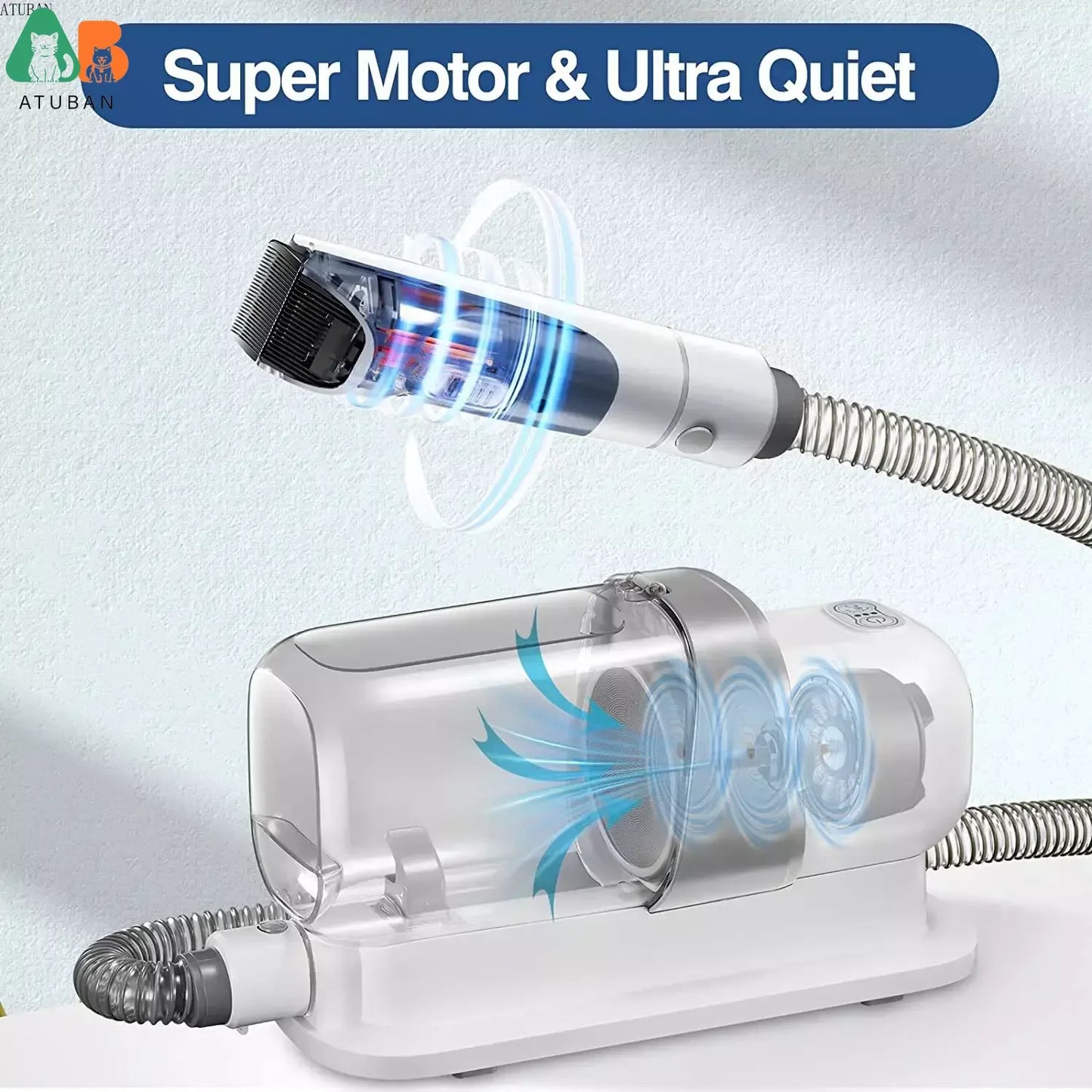 KILUKIN Pet Grooming Vacuum & Hair Removal Kit – 2.3L Capacity