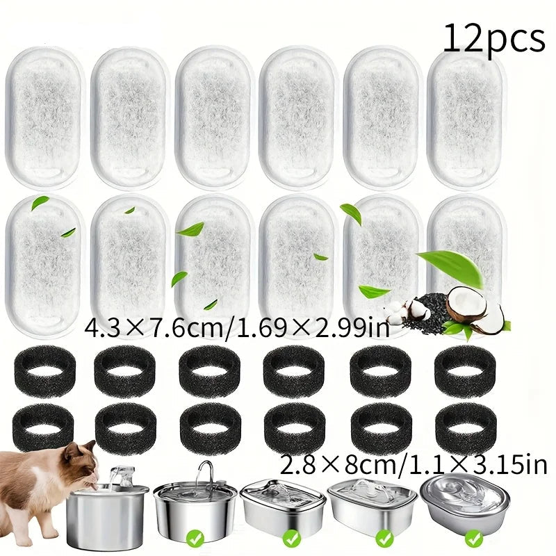 KILUKIN Replacement Filters & Sponges for Pet Water Fountain